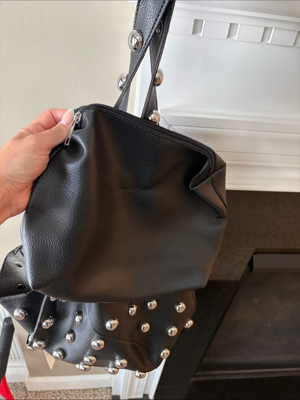 Anthropologie Sonia Medium Slouchy Studded Tote Bag - Black - Picture 5 of 7